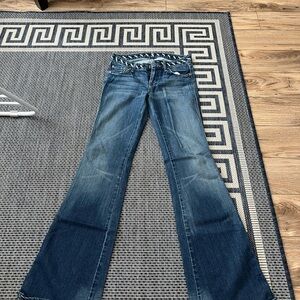 Size 24-7 for all mankind jeans-unique baby & navy blue waist stitching